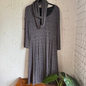 Ronni Nicole Gray Sweater Dress Cowl Neck Size Large Cozy Casual